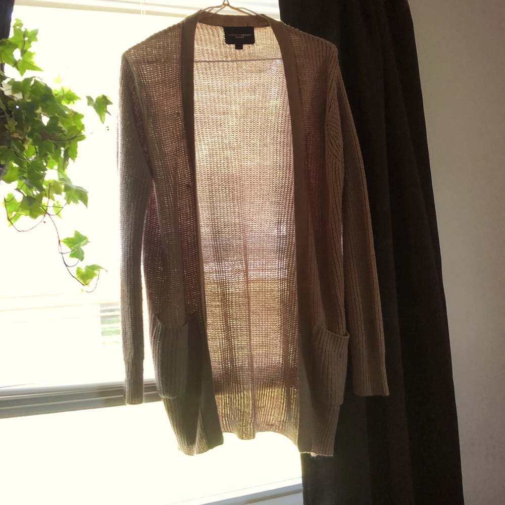 light brown cardigan, size Large.